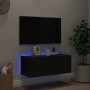 Mueble de TV de pared con luces LED negro 80x35x31 cm de , Muebles TV - Ref: Foro24-837283, Precio: 43,95 €, Descuento: %