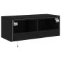 Wandmontierter TV-Schrank mit LED-Leuchten schwarz 80x35x31 cm von , TV-Möbel - Ref: Foro24-837283, Preis: 43,37 €, Rabatt: %