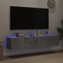 TV-Wandmöbel LED-Leuchten 2 Stück betongrau 80x35x31 cm von , TV-Möbel - Ref: Foro24-837288, Preis: 112,53 €, Rabatt: %