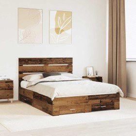 Estructura de cama con cajón Madera vieja 140 x 190 cm en Conjuntos de muebles | Comprar online en Foro24