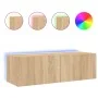 Wall-mounted TV cabinet with LED lights Sonoma oak 100x35x31 cm by , TV Furniture - Ref: Foro24-837297, Price: 66,36 €, Disco...