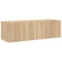 Wall-mounted TV cabinet with LED lights Sonoma oak 100x35x31 cm by , TV Furniture - Ref: Foro24-837297, Price: 66,36 €, Disco...