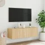Wall-mounted TV cabinet with LED lights Sonoma oak 100x35x31 cm by , TV Furniture - Ref: Foro24-837297, Price: 66,36 €, Disco...