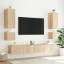 Wall-mounted TV cabinet with LED lights Sonoma oak 100x35x31 cm by , TV Furniture - Ref: Foro24-837297, Price: 66,36 €, Disco...