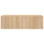 Wall-mounted TV cabinet with LED lights Sonoma oak 100x35x31 cm by , TV Furniture - Ref: Foro24-837297, Price: 66,36 €, Disco...