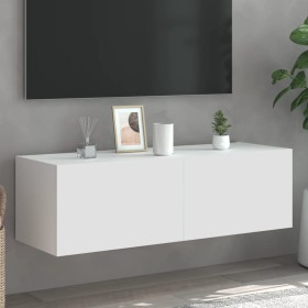 Mueble de TV de pared con luces LED blanco 100x35x31 cm