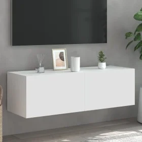 Wandmontierter TV-Schrank mit LED-Leuchten weiß 100x35x31 cm von , TV-Möbel - Ref: Foro24-837295, Preis: 83,41 €, Rabatt: %