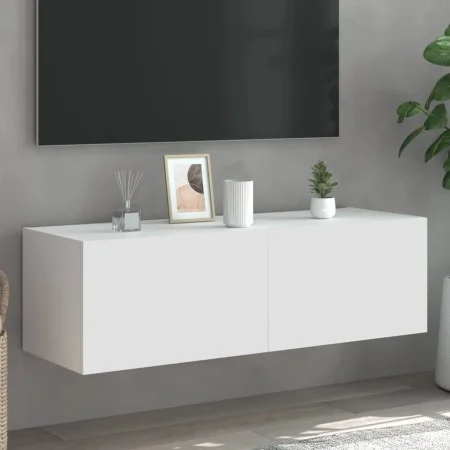 Wandmontierter TV-Schrank mit LED-Leuchten weiß 100x35x31 cm von , TV-Möbel - Ref: Foro24-837295, Preis: 83,41 €, Rabatt: %