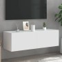 Mueble de TV de pared con luces LED blanco 100x35x31 cm de , Muebles TV - Ref: Foro24-837295, Precio: 95,15 €, Descuento: %