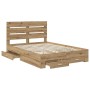 Estructura de cama con cajón Roble artesanal 140 x 190 cm en Conjuntos de muebles | Comprar online en Foro24