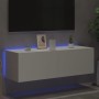 Wandmontierter TV-Schrank mit LED-Leuchten weiß 100x35x31 cm von , TV-Möbel - Ref: Foro24-837295, Preis: 90,62 €, Rabatt: %