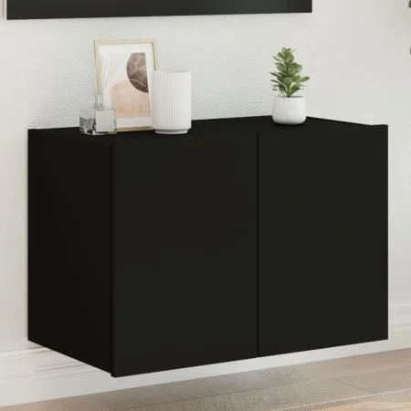 Wandmontierter TV-Schrank mit LED-Leuchten, schwarz, 60 x 35 x 41 cm von , TV-Möbel - Ref: Foro24-837304, Preis: 51,65 €, Rab...