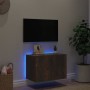Wandmontierter TV-Schrank mit LED-Leuchten, geräucherte Eiche, 60 x 35 x 41 cm von , TV-Möbel - Ref: Foro24-837310, Preis: 50...