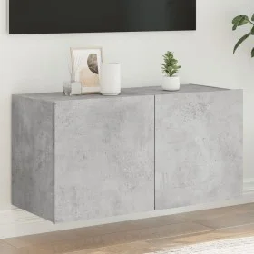 Wall-mounted TV cabinet with LED lights concrete gray 80x35x41 cm by , TV Furniture - Ref: Foro24-837319, Price: 57,10 €, Dis...