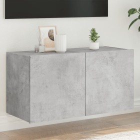 Wandmontierter TV-Schrank mit LED-Leuchten betongrau 80x35x41 cm von , TV-Möbel - Ref: Foro24-837319, Preis: 57,61 €, Rabatt: %