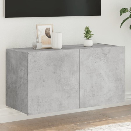 Wandmontierter TV-Schrank mit LED-Leuchten betongrau 80x35x41 cm von , TV-Möbel - Ref: Foro24-837319, Preis: 57,61 €, Rabatt: %