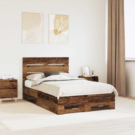 Estructura de cama con cajón Madera vieja 135 x 190 cm en Conjuntos de muebles | Comprar online en Foro24