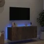 Wall-mounted TV cabinet with LED lights smoked oak 100x35x41 cm by , TV Furniture - Ref: Foro24-837327, Price: 66,70 €, Disco...