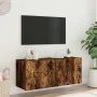 Wall-mounted TV cabinet with LED lights smoked oak 100x35x41 cm by , TV Furniture - Ref: Foro24-837327, Price: 66,70 €, Disco...
