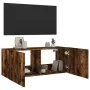 Wall-mounted TV cabinet with LED lights smoked oak 100x35x41 cm by , TV Furniture - Ref: Foro24-837327, Price: 66,70 €, Disco...