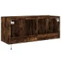 Wall-mounted TV cabinet with LED lights smoked oak 100x35x41 cm by , TV Furniture - Ref: Foro24-837327, Price: 66,70 €, Disco...