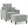 Hellgrauer Samtsessel mit Hocker 60 cm von , Sofas - Ref: Foro24-3201097, Preis: 184,49 €, Rabatt: %
