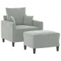 Hellgrauer Samtsessel mit Hocker 60 cm von , Sofas - Ref: Foro24-3201097, Preis: 184,49 €, Rabatt: %