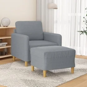Armchair with stool light gray fabric 60 cm by , Sofas - Ref: Foro24-3201184, Price: 177,08 €, Discount: %