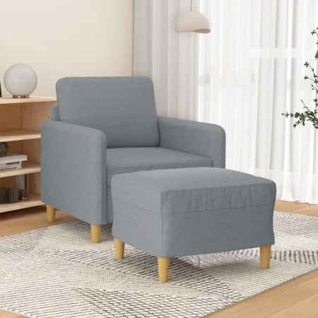Armchair with stool light gray fabric 60 cm by , Sofas - Ref: Foro24-3201184, Price: 177,08 €, Discount: %