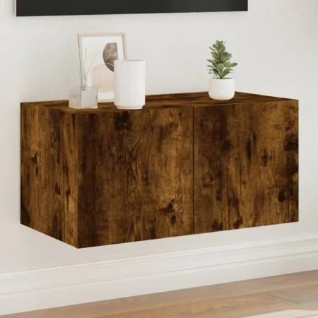 Wand-TV-Möbel mit LED-Lichtern in geräucherter Eiche 60x35x31 cm von , TV-Möbel - Ref: Foro24-837275, Preis: 44,48 €, Rabatt: %