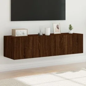 Wand-TV-Möbel mit LED-Lichtern, 2 Stück, braune Eiche, 60x35x31 cm. von , TV-Möbel - Ref: Foro24-837280, Preis: 85,29 €, Raba...