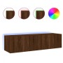 Muebles de TV de pared luces LED 2 uds marrón roble 60x35x31 cm de , Muebles TV - Ref: Foro24-837280, Precio: 86,38 €, Descue...