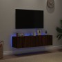 Muebles de TV de pared luces LED 2 uds marrón roble 60x35x31 cm de , Muebles TV - Ref: Foro24-837280, Precio: 86,38 €, Descue...