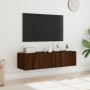 Muebles de TV de pared luces LED 2 uds marrón roble 60x35x31 cm de , Muebles TV - Ref: Foro24-837280, Precio: 86,38 €, Descue...