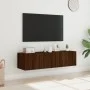 Wand-TV-Möbel mit LED-Lichtern, 2 Stück, braune Eiche, 60x35x31 cm. von , TV-Möbel - Ref: Foro24-837280, Preis: 85,29 €, Raba...