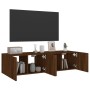Wand-TV-Möbel mit LED-Lichtern, 2 Stück, braune Eiche, 60x35x31 cm. von , TV-Möbel - Ref: Foro24-837280, Preis: 86,38 €, Raba...