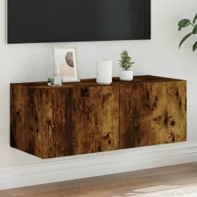 Wand-TV-Möbel mit LED-Lichtern in geräucherter Eiche 80x35x31 cm von , TV-Möbel - Ref: Foro24-837289, Preis: 36,24 €, Rabatt: %