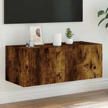 Wand-TV-Möbel mit LED-Lichtern in geräucherter Eiche 80x35x31 cm von , TV-Möbel - Ref: Foro24-837289, Preis: 36,24 €, Rabatt: %