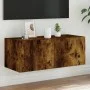 Wand-TV-Möbel mit LED-Lichtern in geräucherter Eiche 80x35x31 cm von , TV-Möbel - Ref: Foro24-837289, Preis: 36,24 €, Rabatt: %