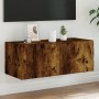 Wand-TV-Möbel mit LED-Lichtern in geräucherter Eiche 80x35x31 cm von , TV-Möbel - Ref: Foro24-837289, Preis: 40,67 €, Rabatt: %