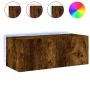 Mueble de TV de pared con luces LED roble ahumado 80x35x31 cm by , TV Furniture - Ref: Foro24-837289, Price: 36,24 €, Discoun...