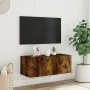 Wand-TV-Möbel mit LED-Lichtern in geräucherter Eiche 80x35x31 cm von , TV-Möbel - Ref: Foro24-837289, Preis: 36,24 €, Rabatt: %