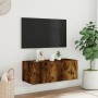 Wand-TV-Möbel mit LED-Lichtern in geräucherter Eiche 80x35x31 cm von , TV-Möbel - Ref: Foro24-837289, Preis: 40,67 €, Rabatt: %
