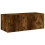 Mueble de TV de pared con luces LED roble ahumado 80x35x31 cm by , TV Furniture - Ref: Foro24-837289, Price: 36,24 €, Discoun...