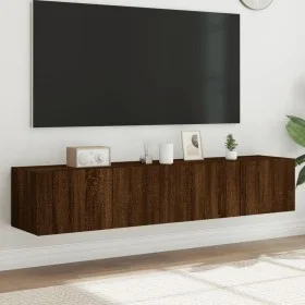 Wand-TV-Möbel mit LED-Lichtern, 2 Stück, braune Eiche, 80x35x31 cm. von , TV-Möbel - Ref: Foro24-837294, Preis: 118,11 €, Rab...
