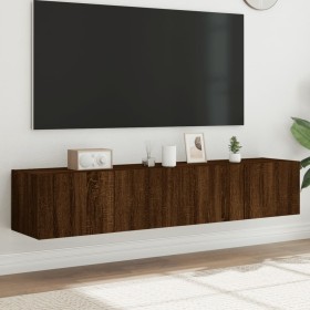 Wand-TV-Möbel mit LED-Lichtern, 2 Stück, braune Eiche, 80x35x31 cm. von , TV-Möbel - Ref: Foro24-837294, Preis: 120,03 €, Rab...