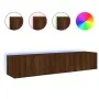 Muebles TV de pared luces LED 2 uds marrón roble 80x35x31 cm by , TV Furniture - Ref: Foro24-837294, Price: 118,11 €, Discoun...