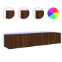 Muebles TV de pared luces LED 2 uds marrón roble 80x35x31 cm by , TV Furniture - Ref: Foro24-837294, Price: 120,03 €, Discoun...