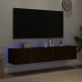 Wand-TV-Möbel mit LED-Lichtern, 2 Stück, braune Eiche, 80x35x31 cm. von , TV-Möbel - Ref: Foro24-837294, Preis: 118,11 €, Rab...