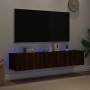 Wand-TV-Möbel mit LED-Lichtern, 2 Stück, braune Eiche, 80x35x31 cm. von , TV-Möbel - Ref: Foro24-837294, Preis: 120,03 €, Rab...